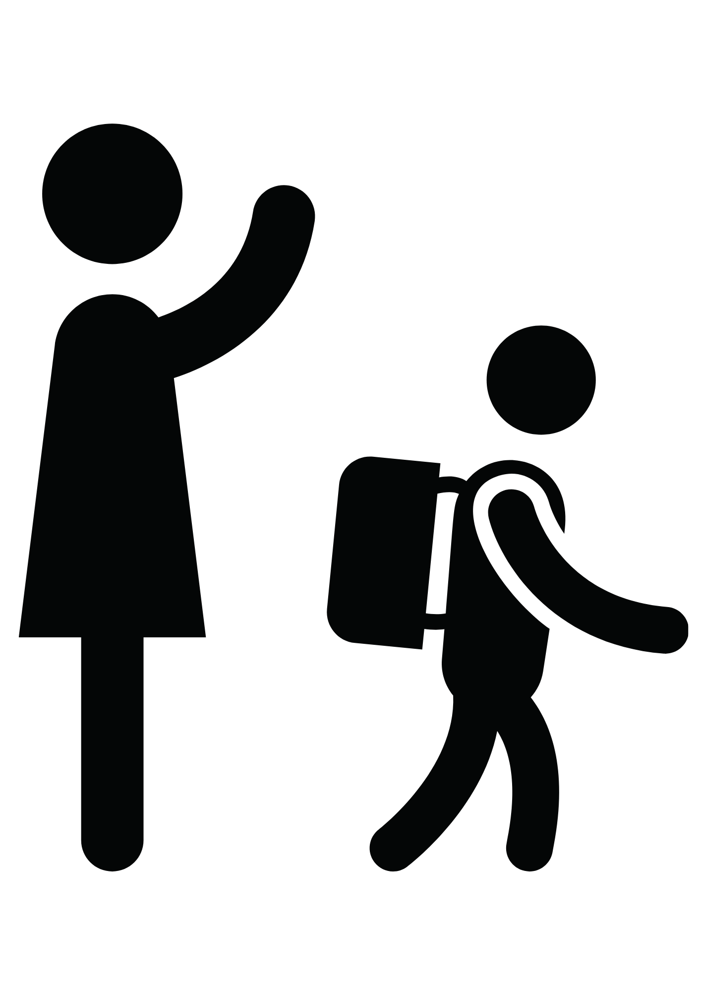 A parent waves off their child walking to school